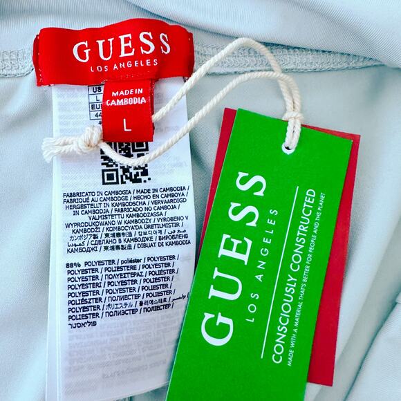 Guess Xolani Logo High Rise Stretch Elastic Waist Biking Short Sage Mint L NWT - Picture 7 of 11